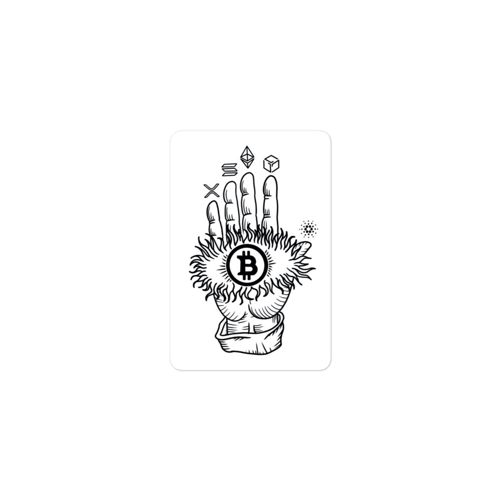 Bitcoin Hamsa Sticker - Protective Design, Premium Quality, Bitcoin Hansa Sticker XRP, GALA, BTC, ETH, ADA, SOL STICKER