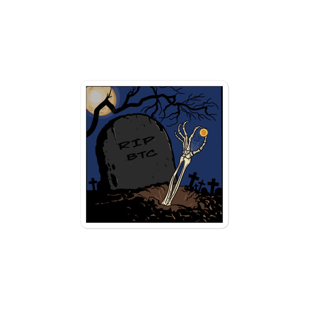 RIP Bitcoin Sticker - Bold Design, Premium Quality, BTC RIP Bitcoin Sticker CRYPTO - BITCOIN 4 LIFE STICKER