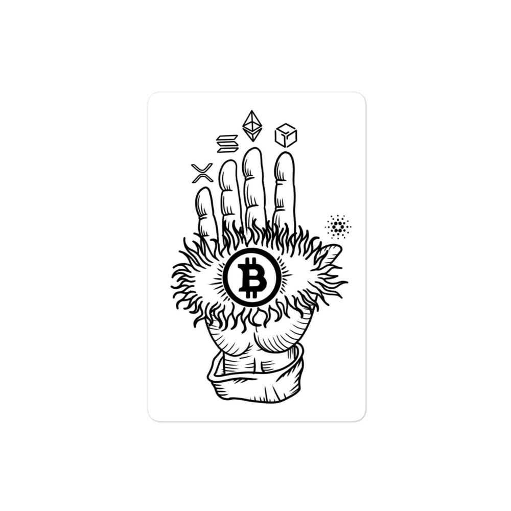 Bitcoin Hamsa Sticker - Protective Design, Premium Quality, Bitcoin Hansa Sticker XRP, GALA, BTC, ETH, ADA, SOL STICKER