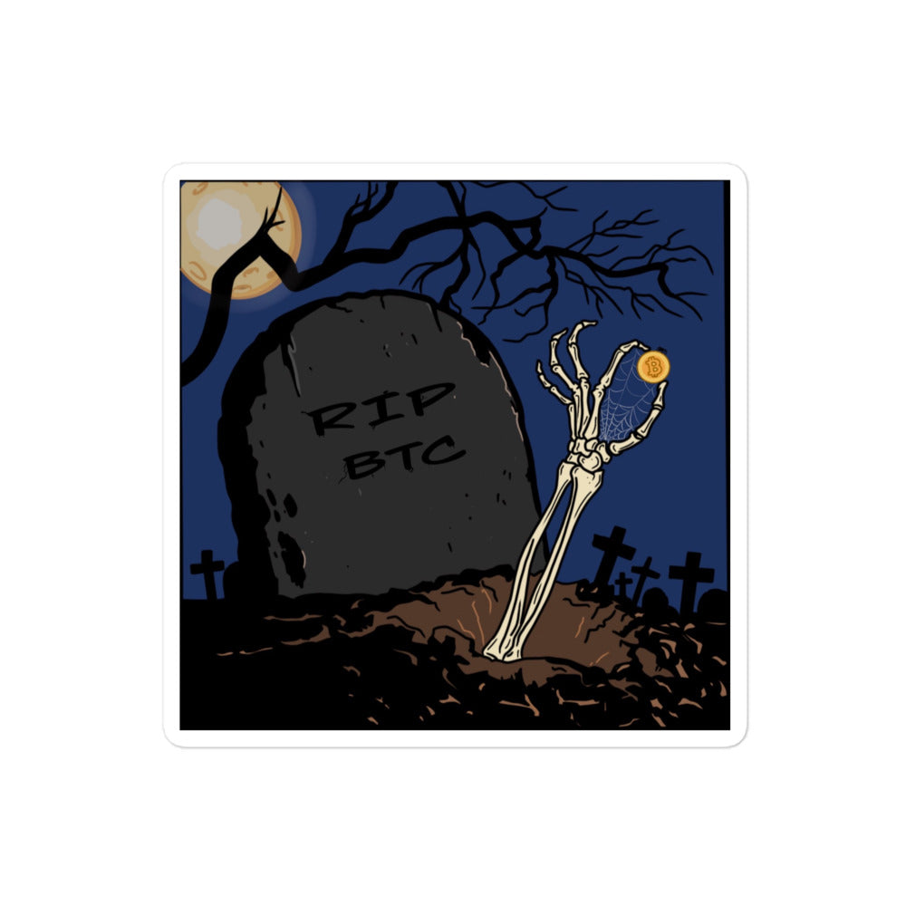 RIP Bitcoin Sticker - Bold Design, Premium Quality, BTC RIP Bitcoin Sticker CRYPTO - BITCOIN 4 LIFE STICKER