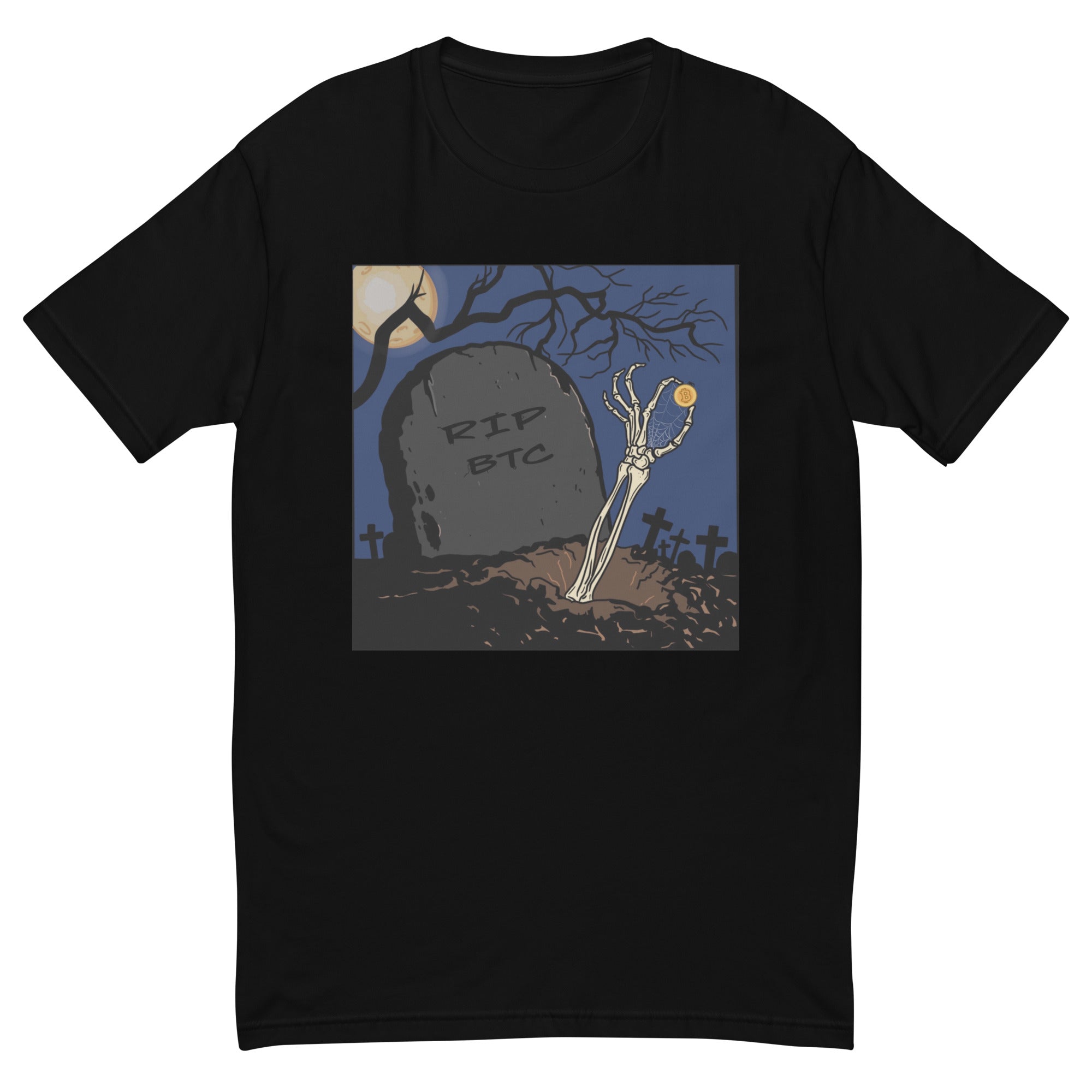 RIP Bitcoin T-Shirt - Bold Design, Premium Quality, Bitcoin Eternal HODLer Tee - Cryptocurrency Graveyard Design, Durable Cotton, Unisex Shirt RIP BTC