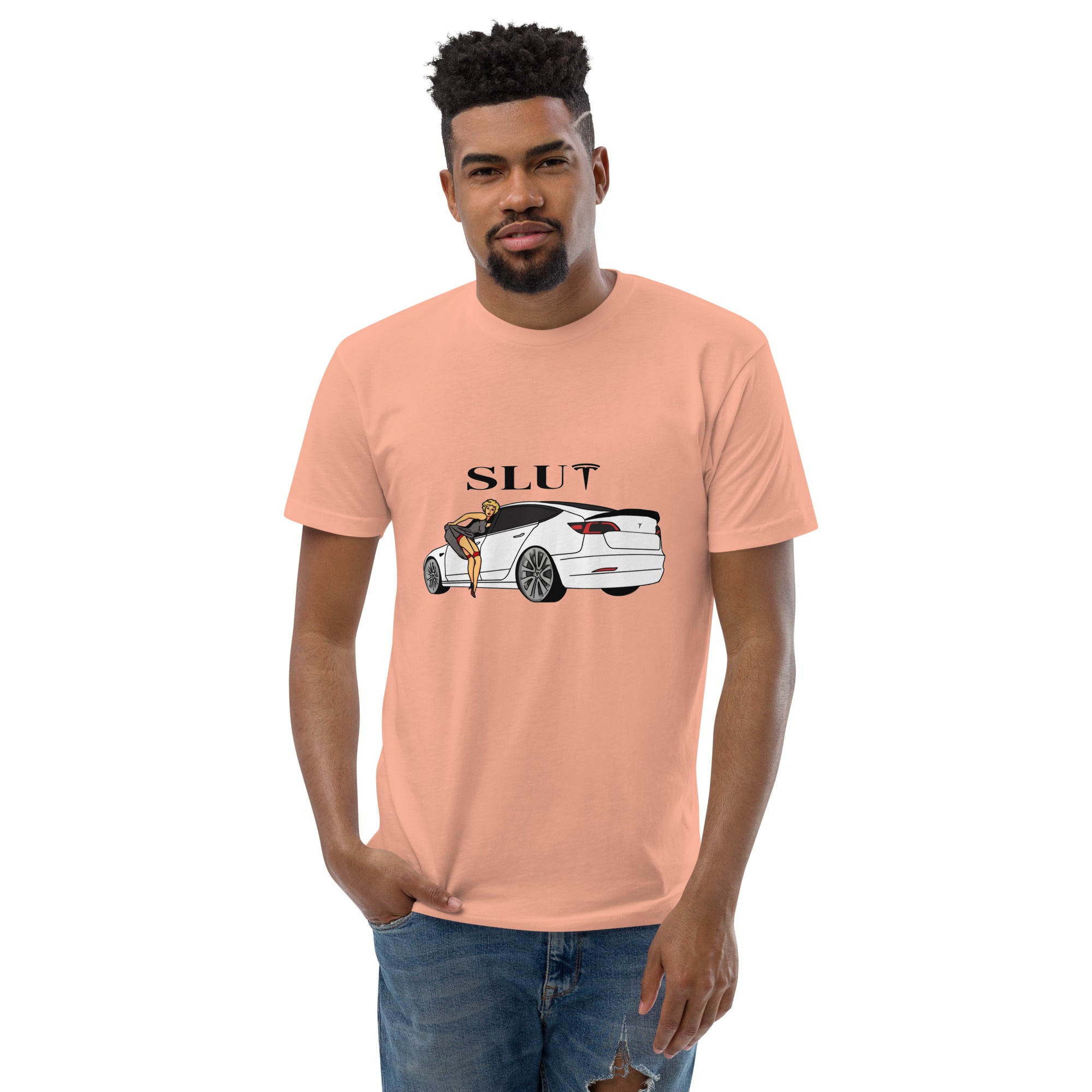 Slut Tesla T-Shirt - Bold Statement, Premium Quality, Tesla Encounter SLUT Tee - Bold Automotive Fashion Statement, Soft Cotton, Unisex T-Shirt