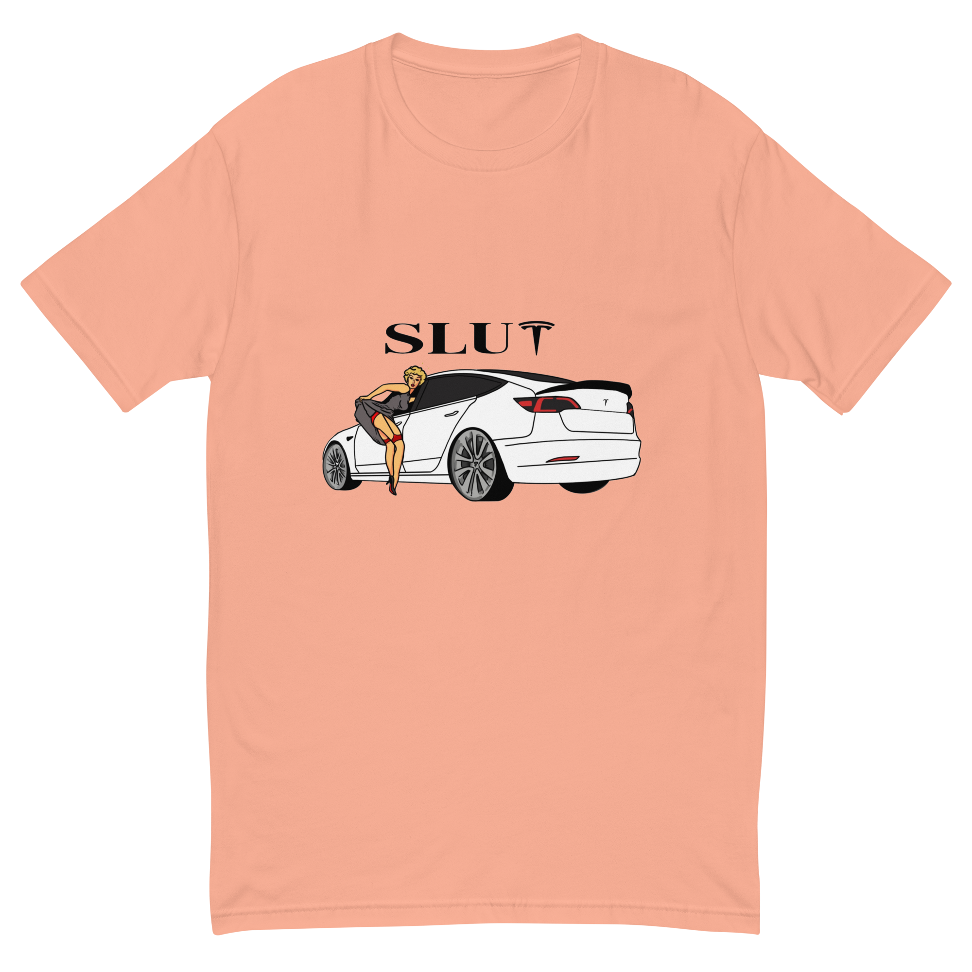 Slut Tesla T-Shirt - Bold Statement, Premium Quality, Tesla Encounter SLUT Tee - Bold Automotive Fashion Statement, Soft Cotton, Unisex T-Shirt