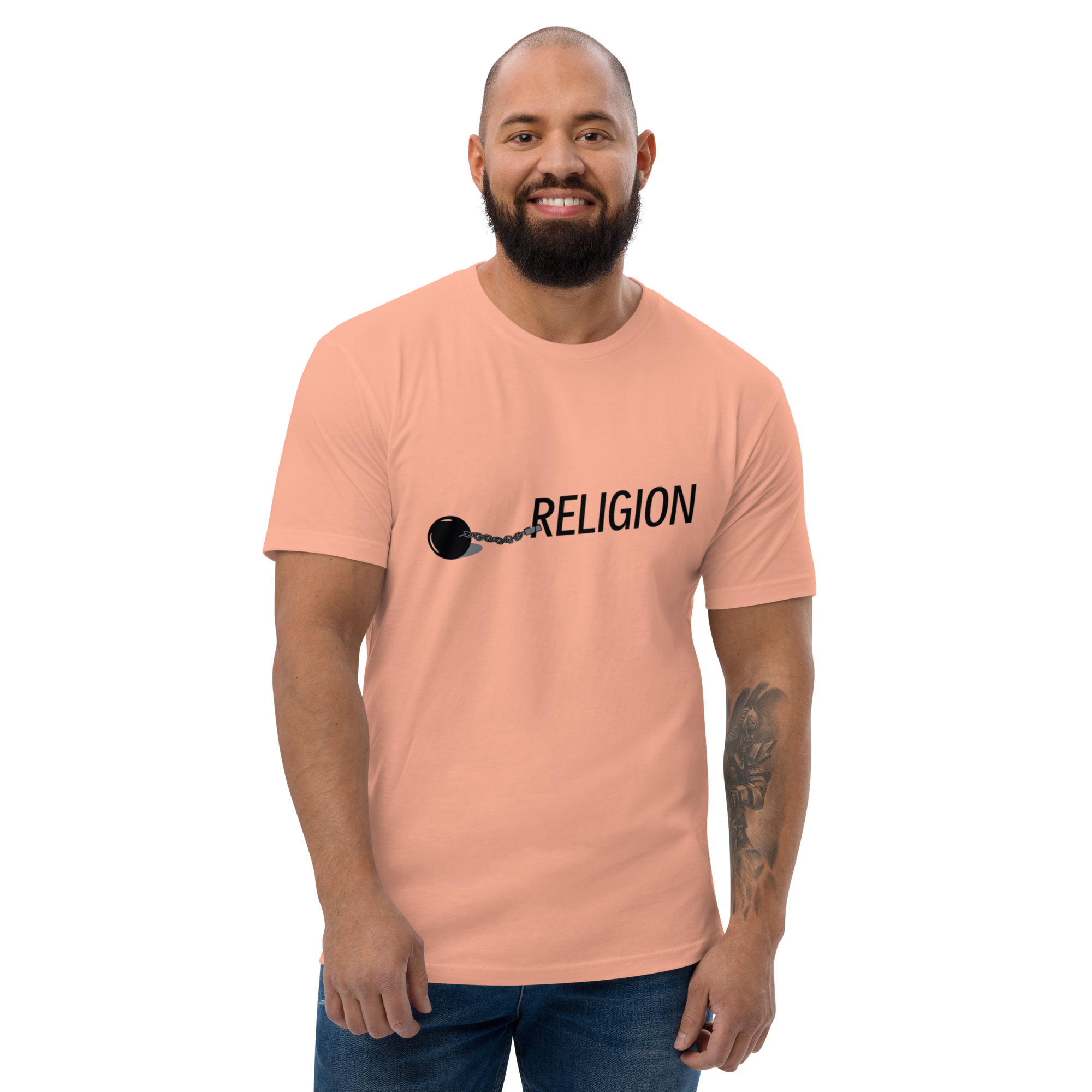 Chained Religion T-Shirt - Symbolic Design, Premium Quality, Religion Ball and Chain Tee - Divide us, Thought-Provoking Design, Soft Cotton, Unisex Chained Religion T-shirt