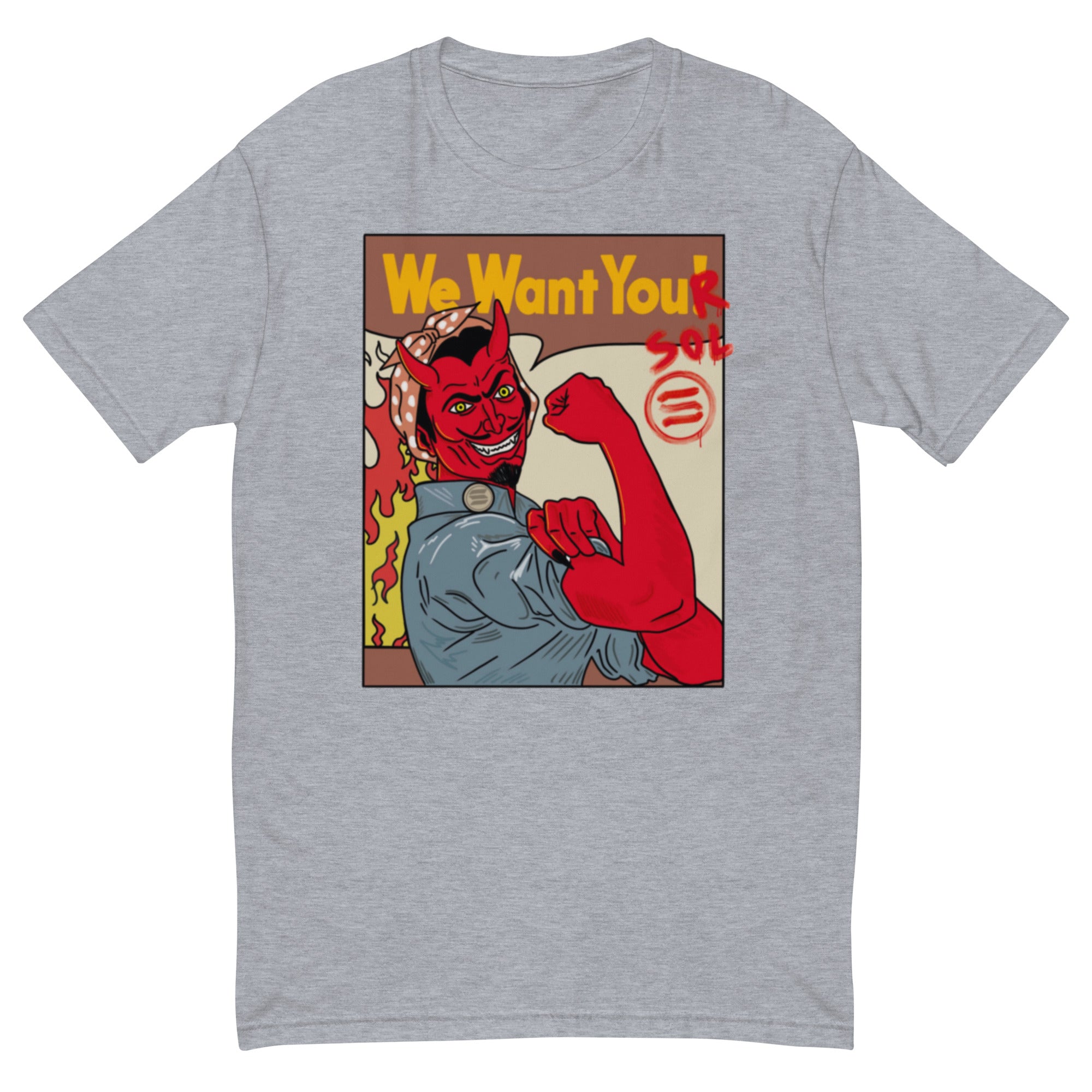 Solana Propaganda T-Shirt - 'We Want Your SOL' Design, Premium Quality, We Want Your SOL T-Shirt - Vintage Propaganda Style, Soft Combed Cotton, Unisex Crypto Tee SOLANA CRYPTO SHIRT