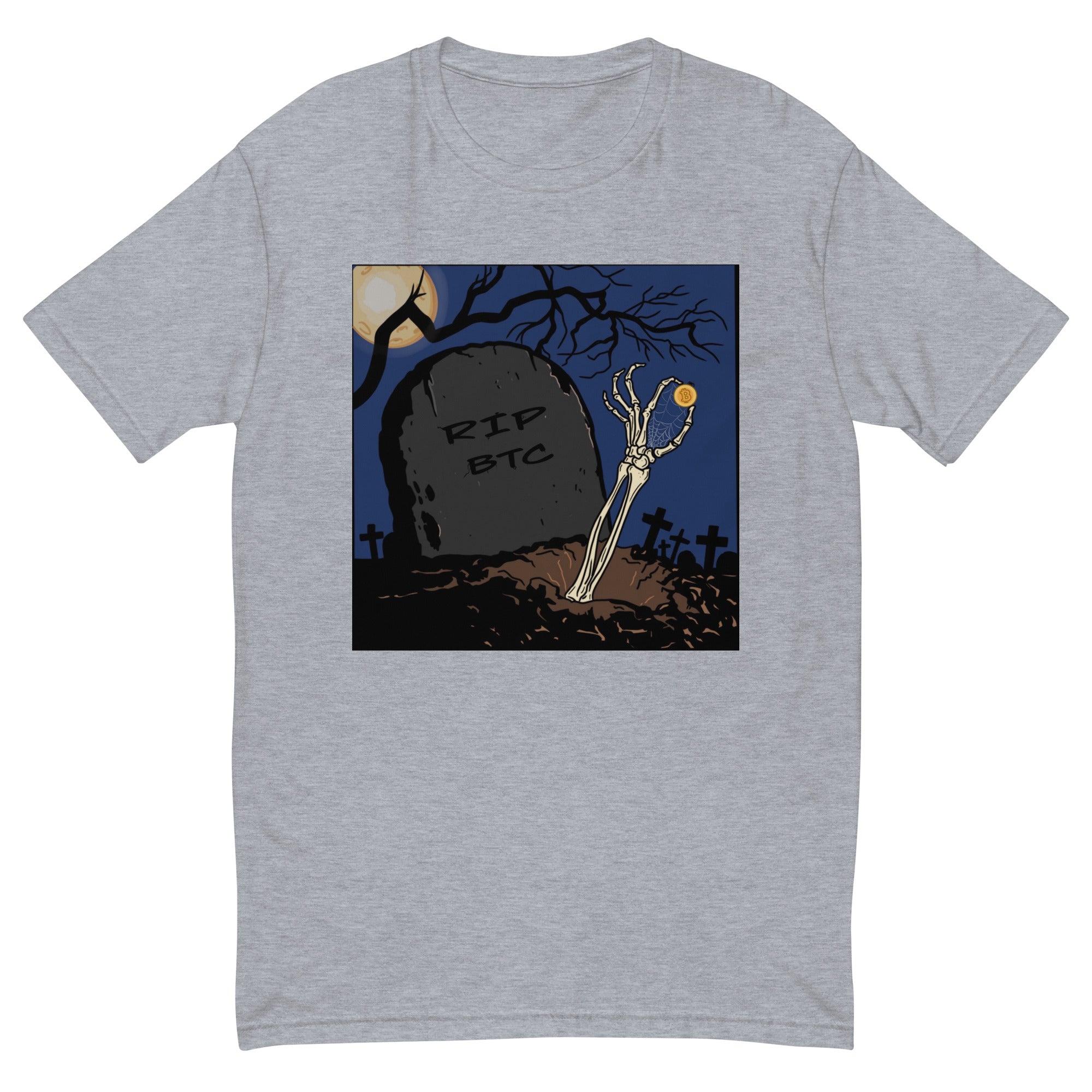 RIP Bitcoin T-Shirt - Bold Design, Premium Quality, Bitcoin Eternal HODLer Tee - Cryptocurrency Graveyard Design, Durable Cotton, Unisex Shirt RIP BTC