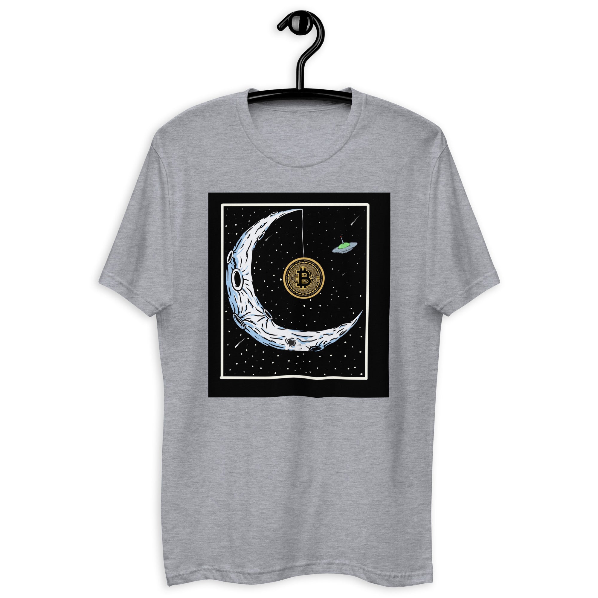 Bitcoin to the Moon T-Shirt - Iconic Design, Premium Quality for BTC Enthusiasts, Moon-Hanging BTC Tee - Celestial Crypto Design, Premium Cotton, Unisex, Bitcoin on the Moon  T-shirt