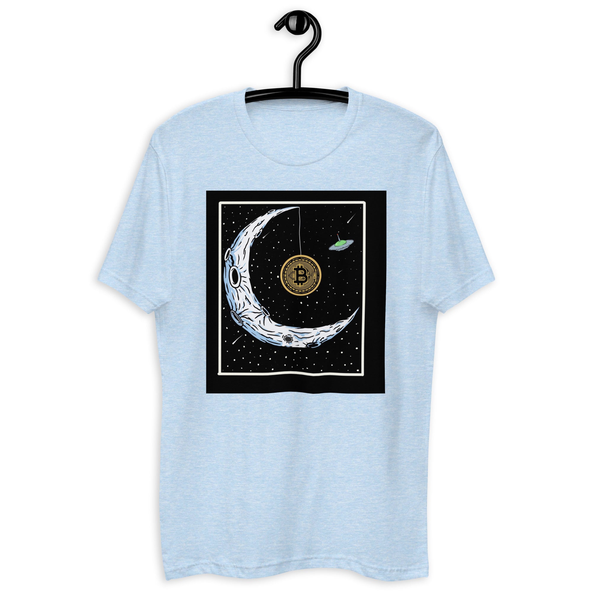 Bitcoin to the Moon T-Shirt - Iconic Design, Premium Quality for BTC Enthusiasts, Moon-Hanging BTC Tee - Celestial Crypto Design, Premium Cotton, Unisex, Bitcoin on the Moon  T-shirt