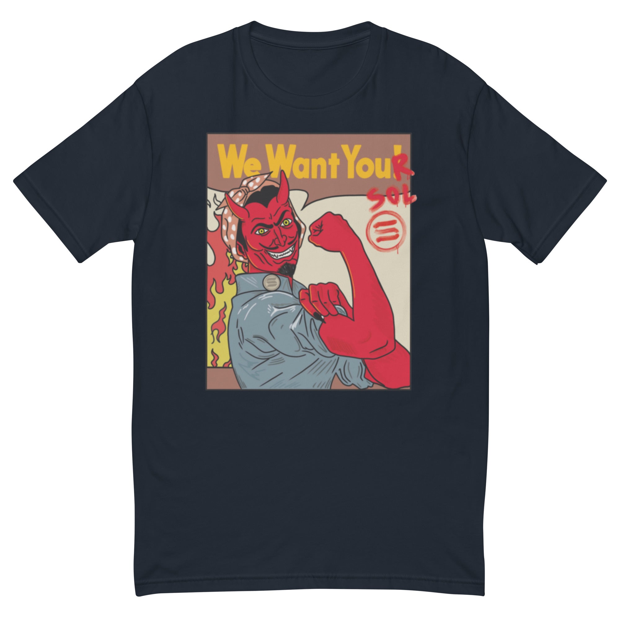 Solana Propaganda T-Shirt - 'We Want Your SOL' Design, Premium Quality, We Want Your SOL T-Shirt - Vintage Propaganda Style, Soft Combed Cotton, Unisex Crypto Tee SOLANA CRYPTO SHIRT