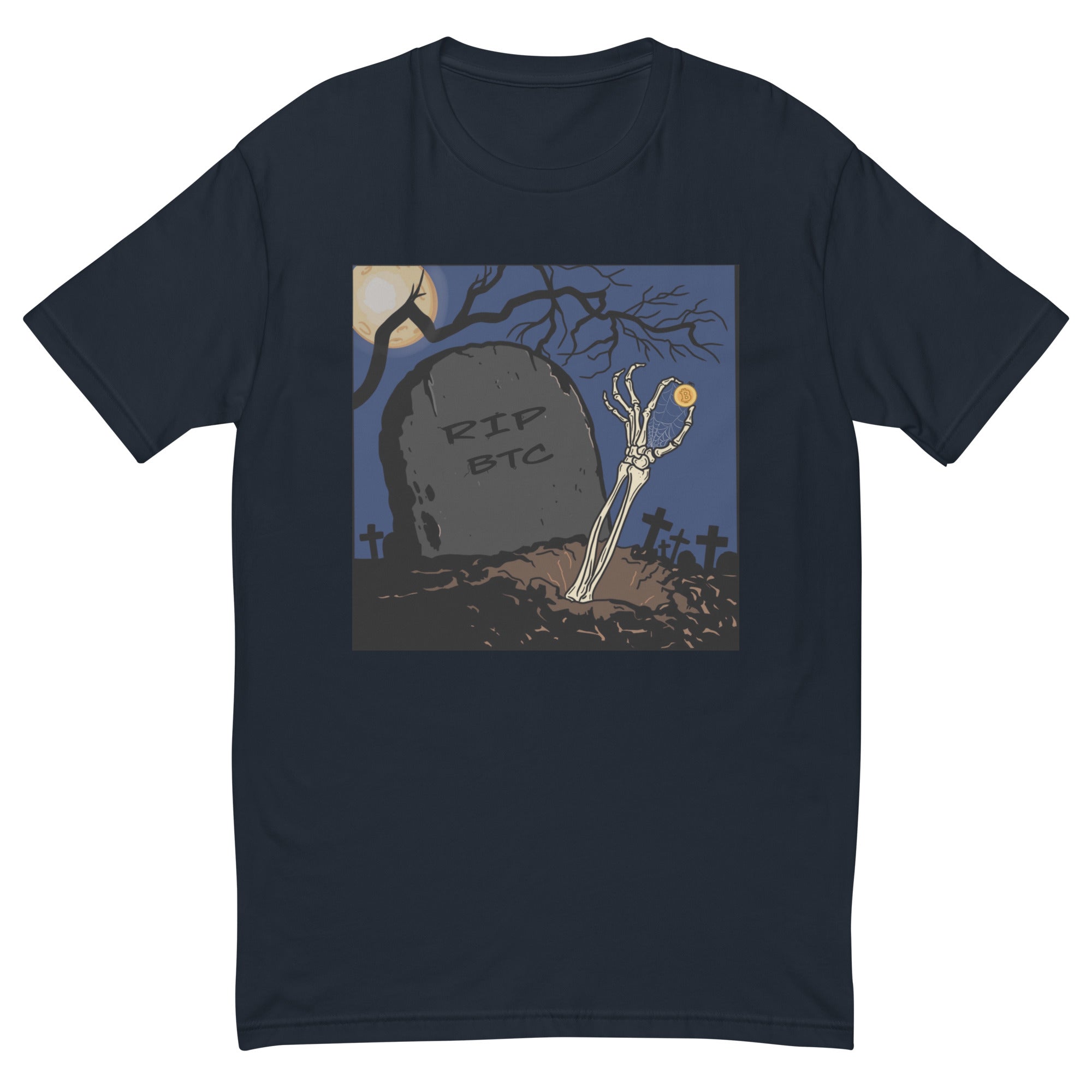 RIP Bitcoin T-Shirt - Bold Design, Premium Quality, Bitcoin Eternal HODLer Tee - Cryptocurrency Graveyard Design, Durable Cotton, Unisex Shirt RIP BTC