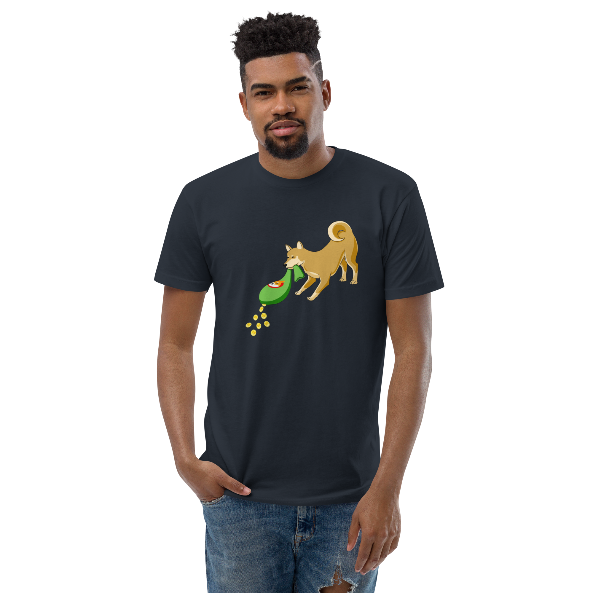 Shiba Inu Coin Bonanza Tee - Dynamic SHIB Token Design, Bag Of GOLD, High-Quality Cotton, Unisex