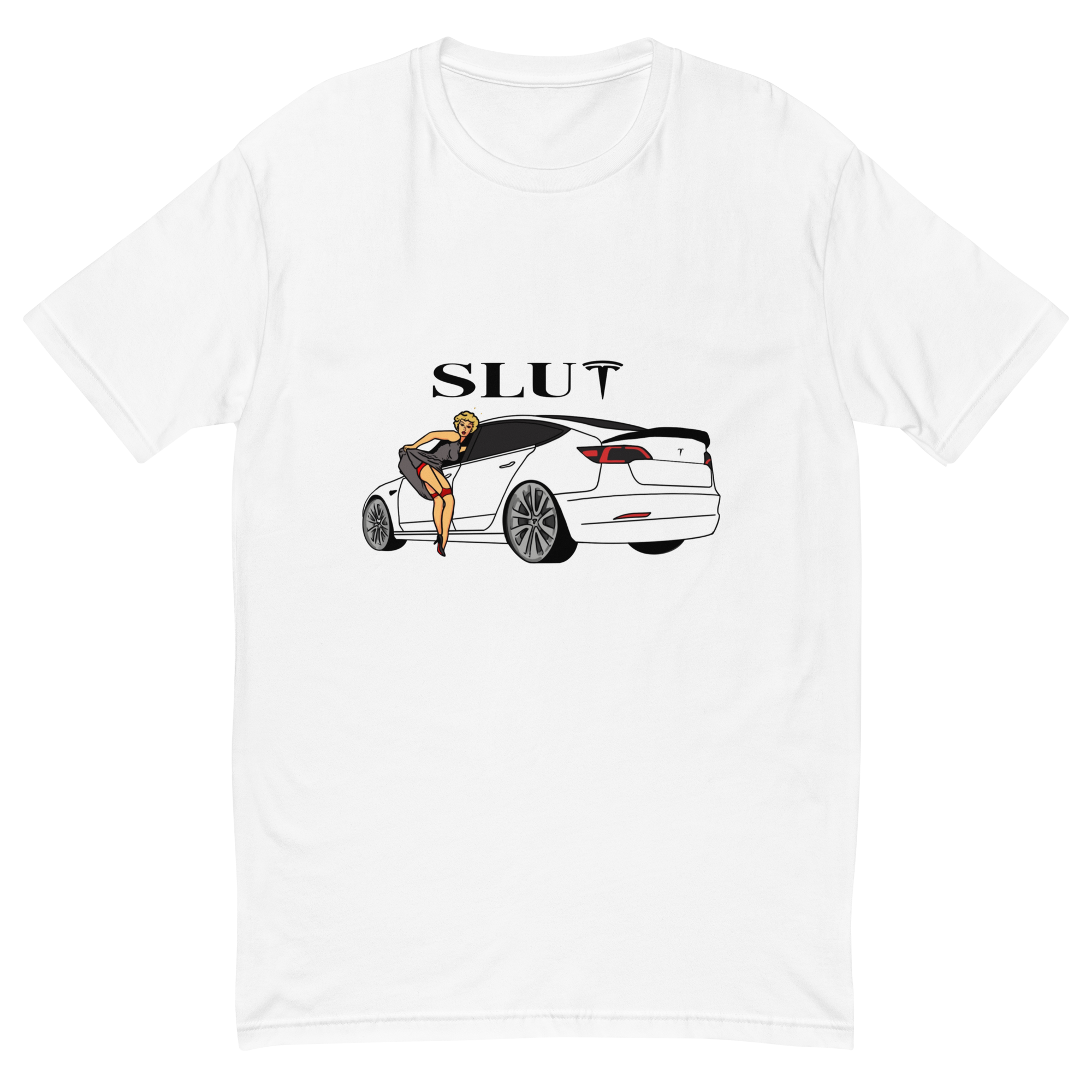 Slut Tesla T-Shirt - Bold Statement, Premium Quality, Tesla Encounter SLUT Tee - Bold Automotive Fashion Statement, Soft Cotton, Unisex T-Shirt