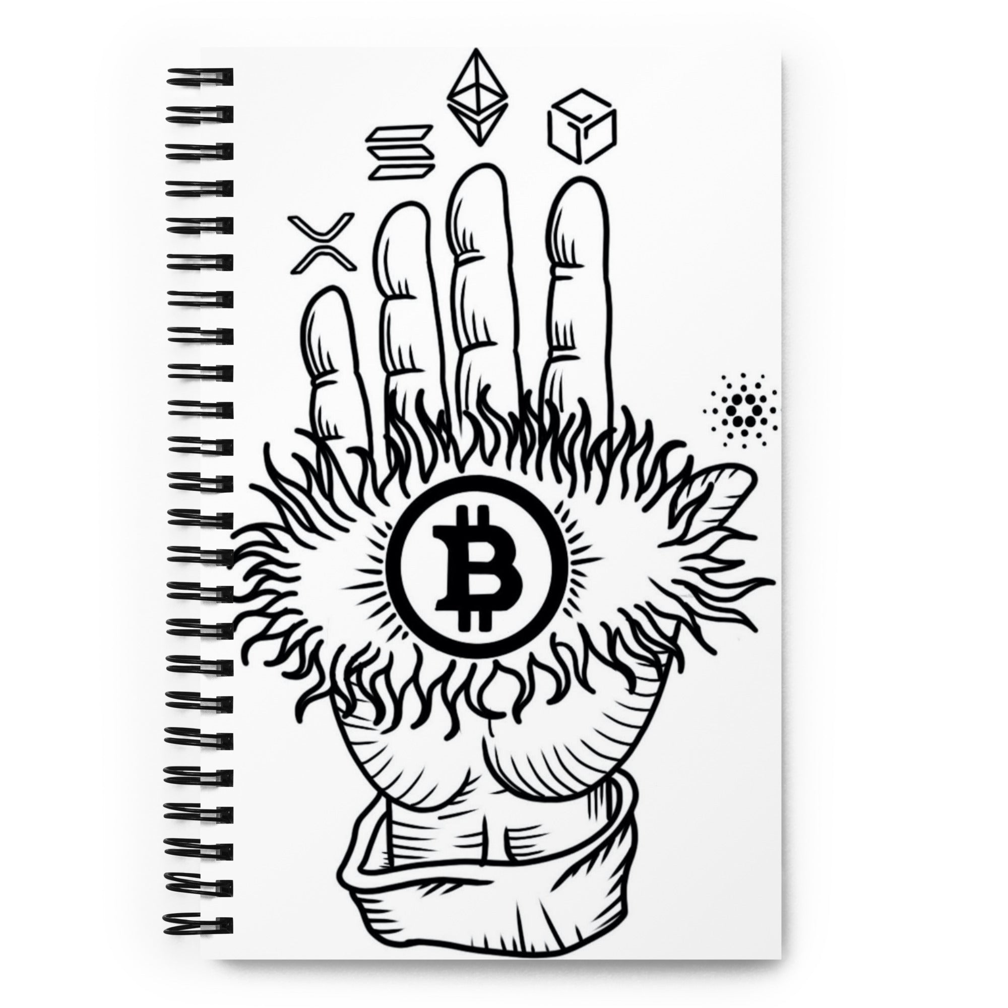 Bitcoin Hamsa Notebook - Protective Design, Premium Quality, BTC, Bitcoin Hamsa Notebook XRP, SOL, GALA, ETH, ADA