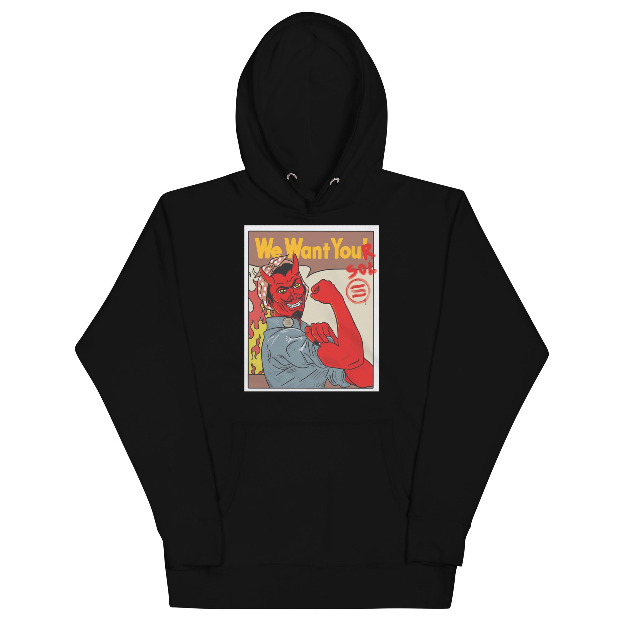 Solana SOL Propaganda Hoodie - 'We Want Your SOL' Design, Premium Comfort for Crypto Enthusiasts