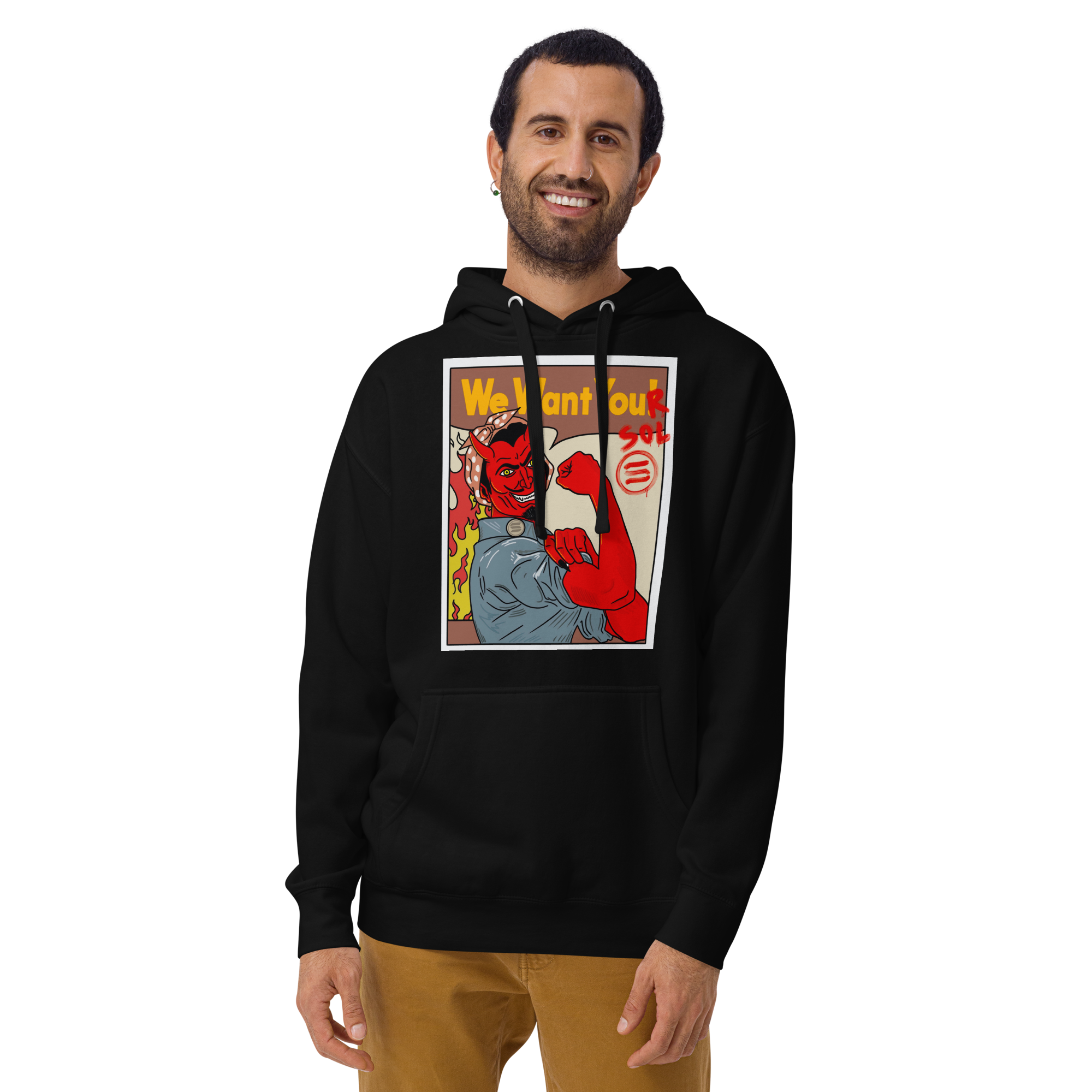 Solana SOL Propaganda Hoodie - 'We Want Your SOL' Design, Premium Comfort for Crypto Enthusiasts