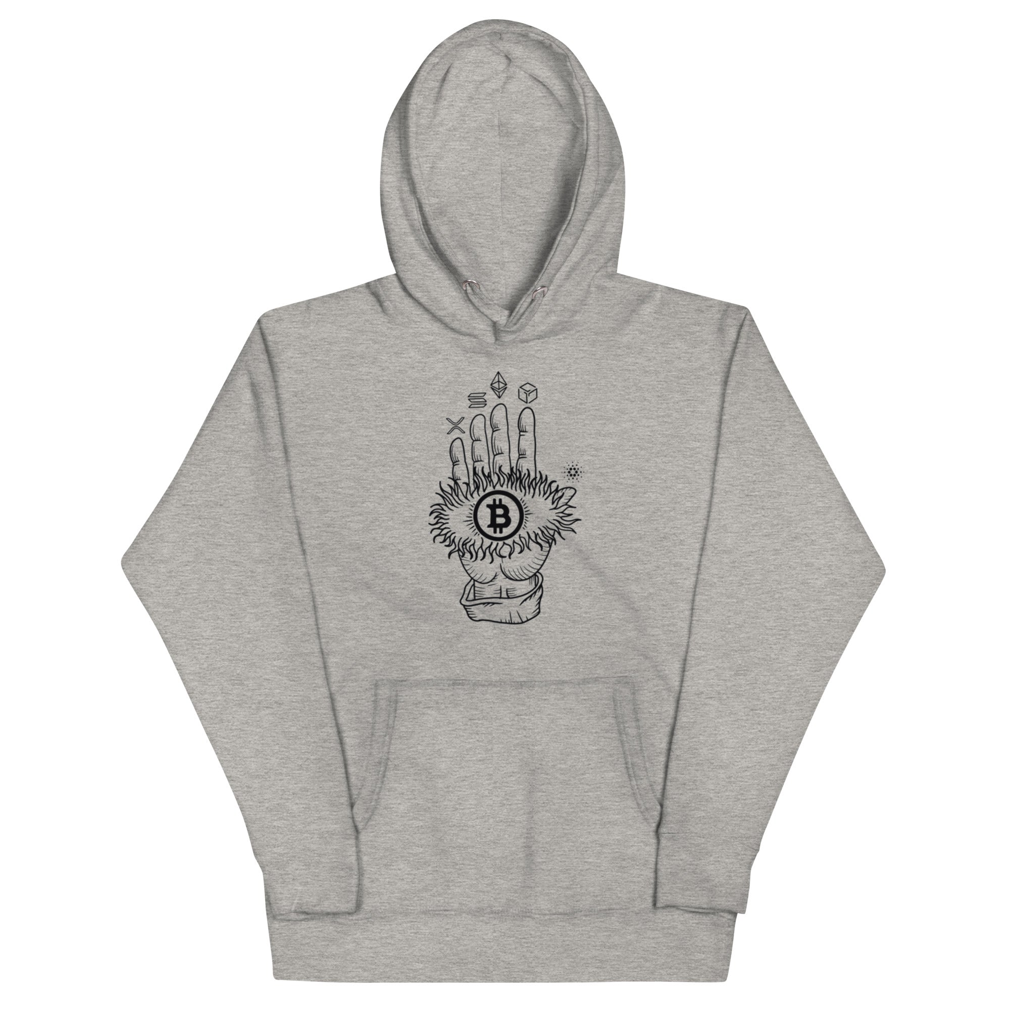 Bitcoin Hamsa Hoodie - Protective Design, Premium Comfort for BTC Fans BTC, SOL, XRP, ETH, GALA, ADA HOODIE