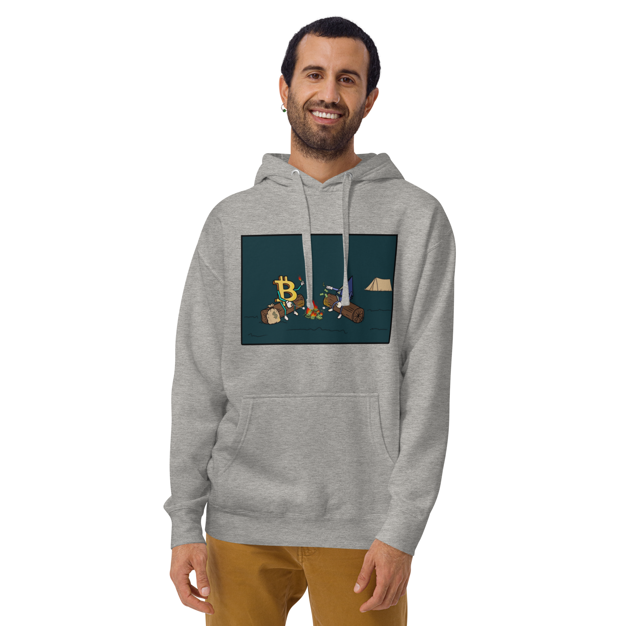 Camping with Millions Hoodie - BTC | ETH Adventure and Wealth Design, Premium Comfort CRYPTO LIFE