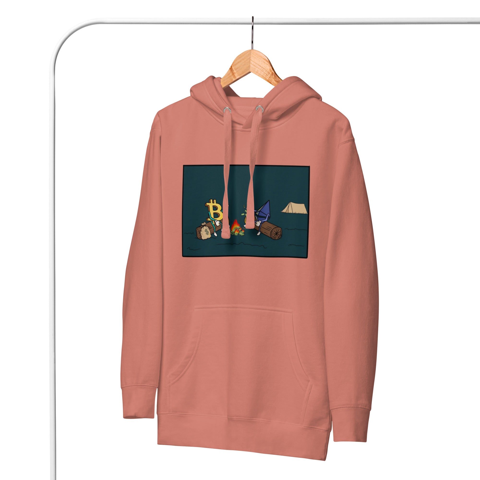 Camping with Millions Hoodie - BTC | ETH Adventure and Wealth Design, Premium Comfort CRYPTO LIFE