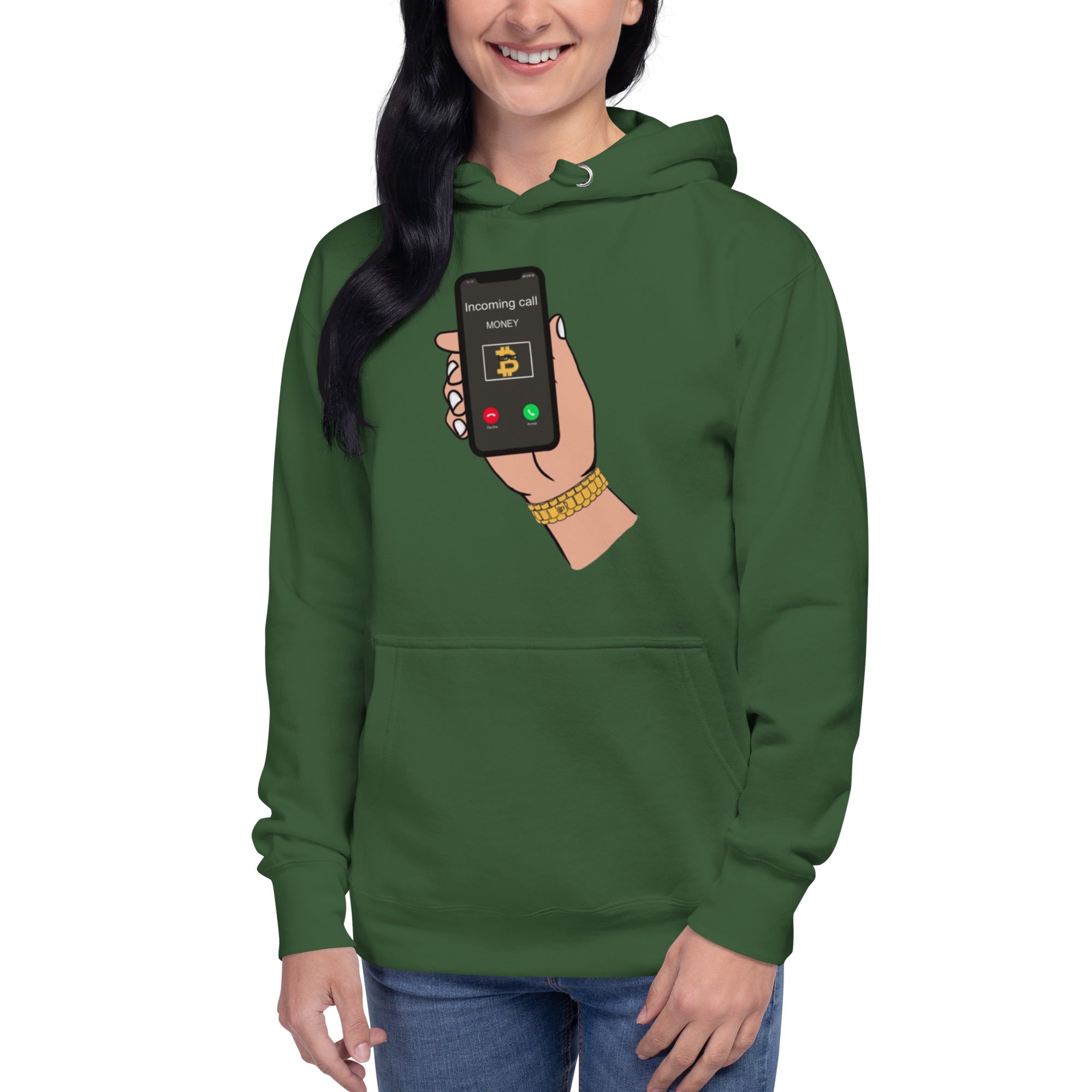 BITCOIN Is Calling Hoodie - BITCOIN Motivational Design, Premium Comfort BTC "I'M RICH BITCH"