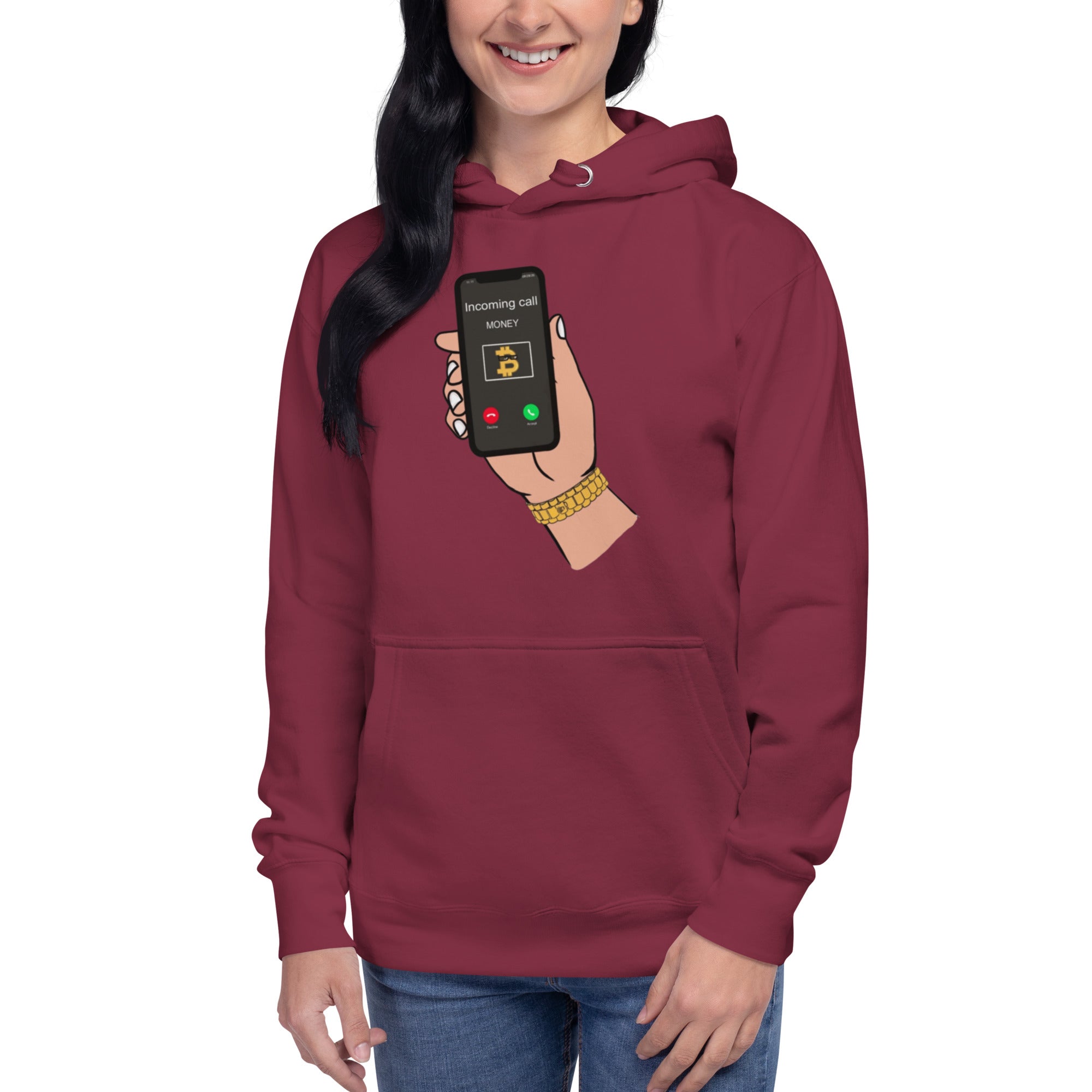 BITCOIN Is Calling Hoodie - BITCOIN Motivational Design, Premium Comfort BTC "I'M RICH BITCH"