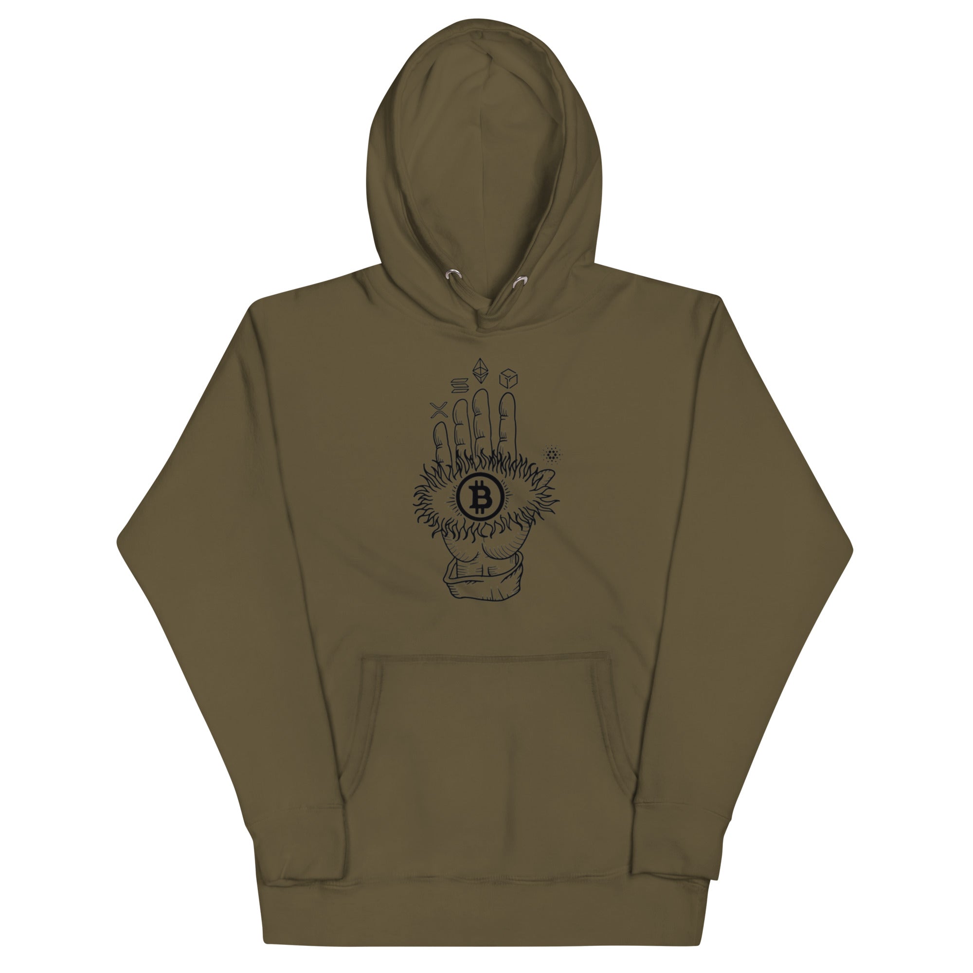 Bitcoin Hamsa Hoodie - Protective Design, Premium Comfort for BTC Fans BTC, SOL, XRP, ETH, GALA, ADA HOODIE