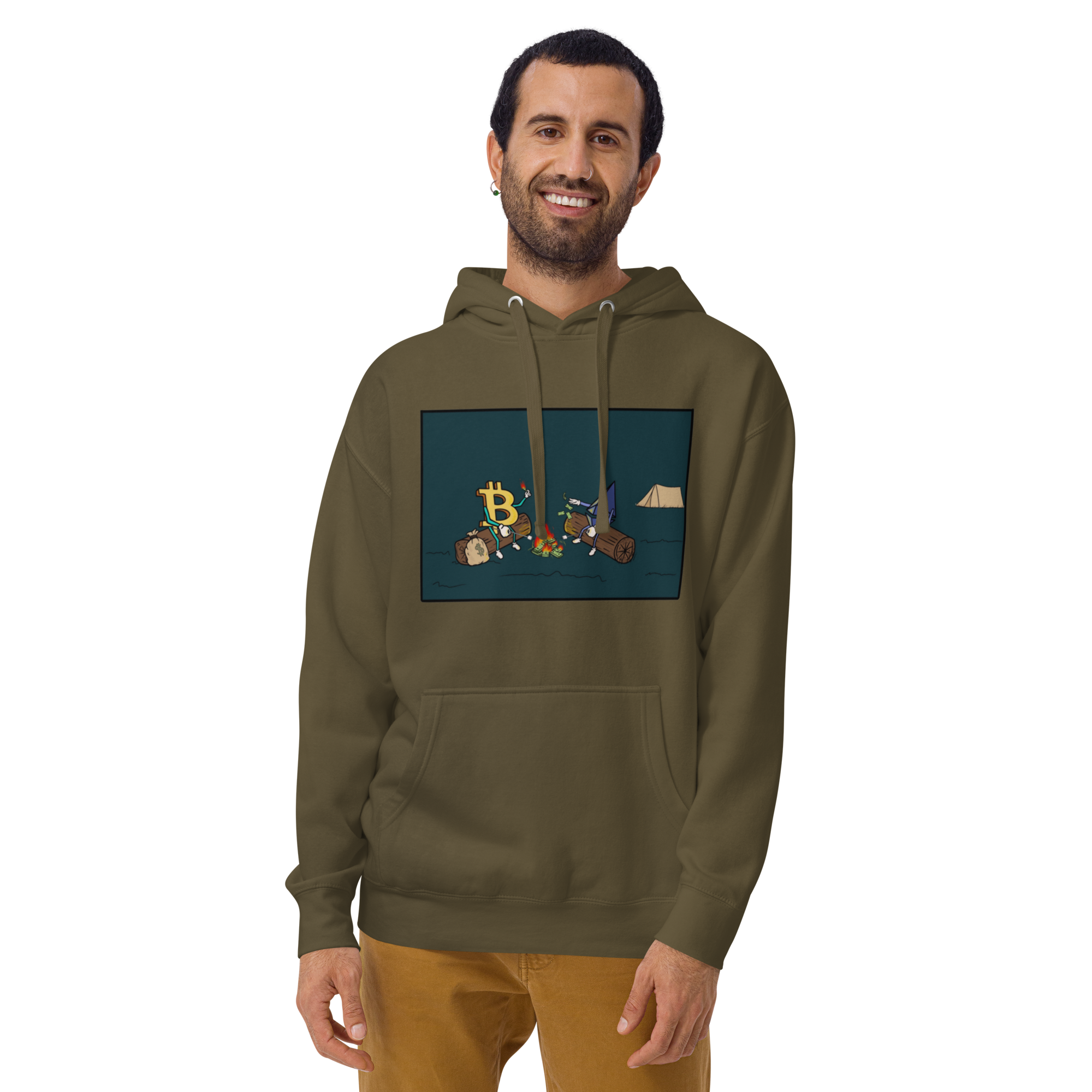 Camping with Millions Hoodie - BTC | ETH Adventure and Wealth Design, Premium Comfort CRYPTO LIFE