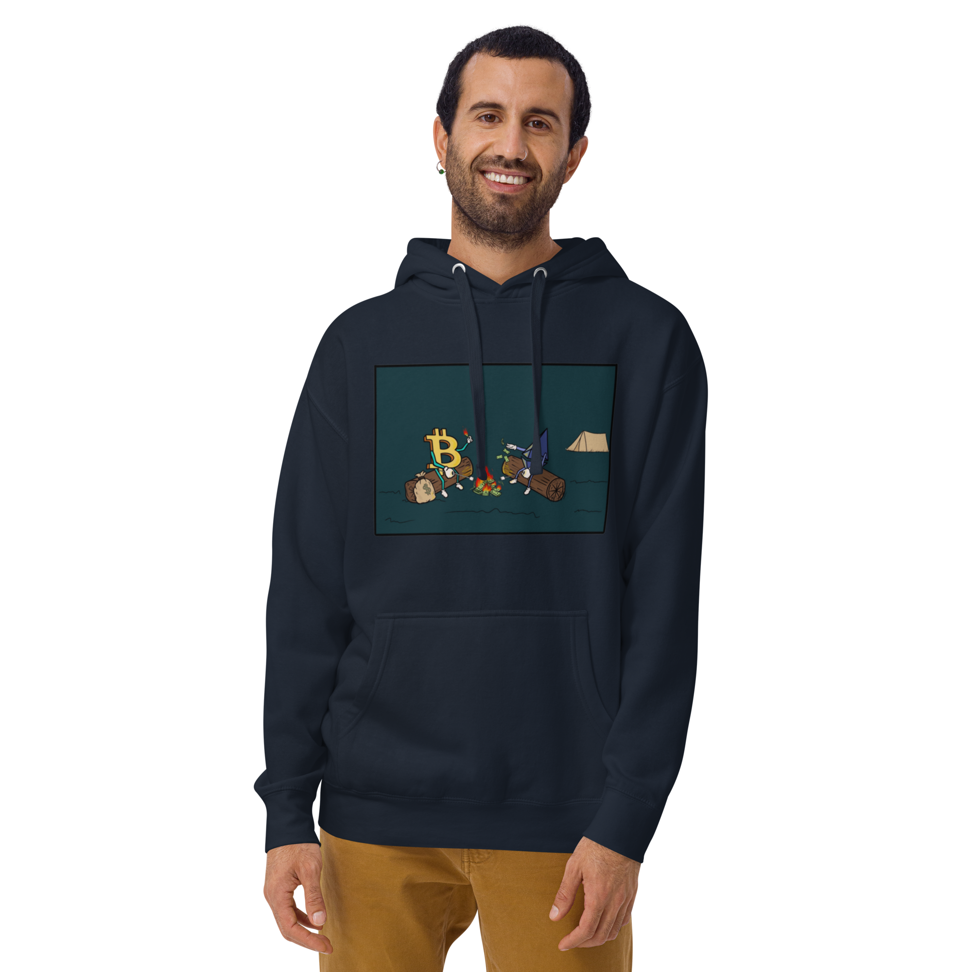 Camping with Millions Hoodie - BTC | ETH Adventure and Wealth Design, Premium Comfort CRYPTO LIFE