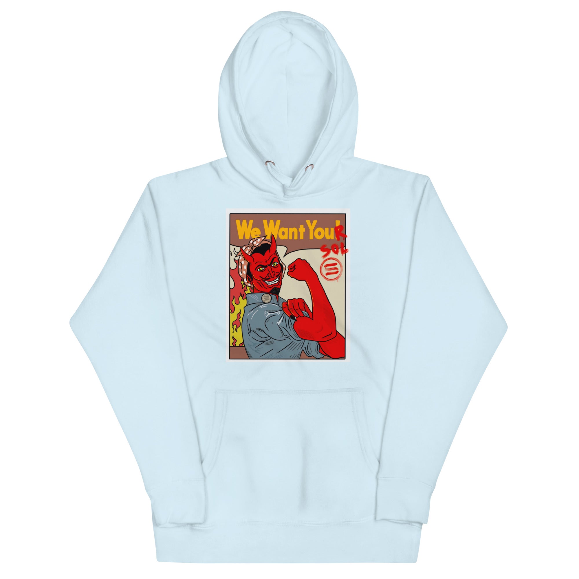 Solana SOL Propaganda Hoodie - 'We Want Your SOL' Design, Premium Comfort for Crypto Enthusiasts