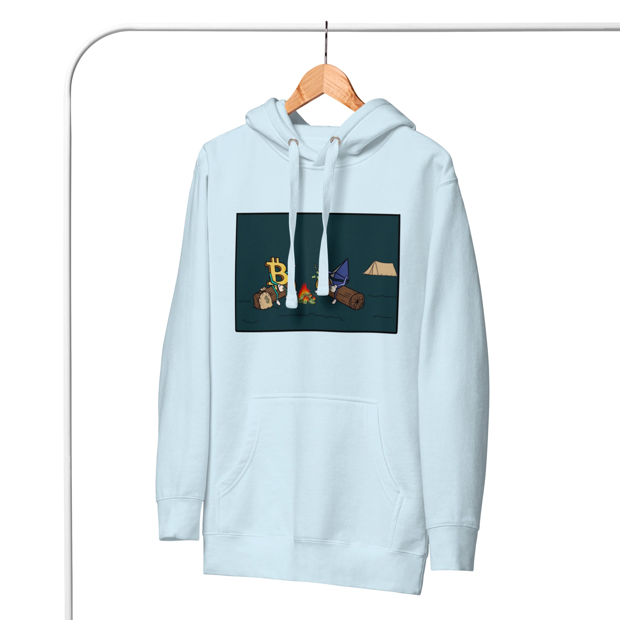 Camping with Millions Hoodie - BTC | ETH Adventure and Wealth Design, Premium Comfort CRYPTO LIFE