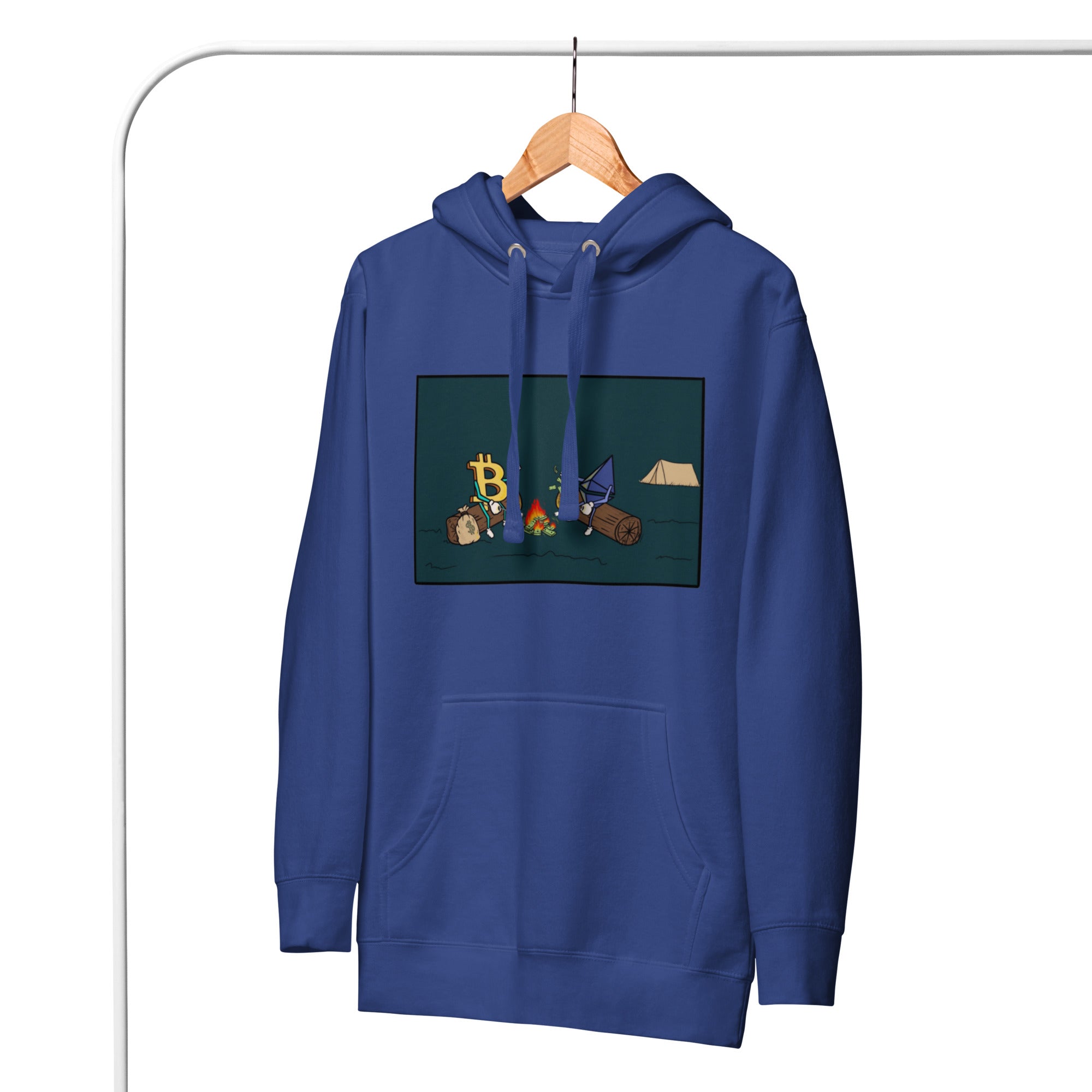 Camping with Millions Hoodie - BTC | ETH Adventure and Wealth Design, Premium Comfort CRYPTO LIFE