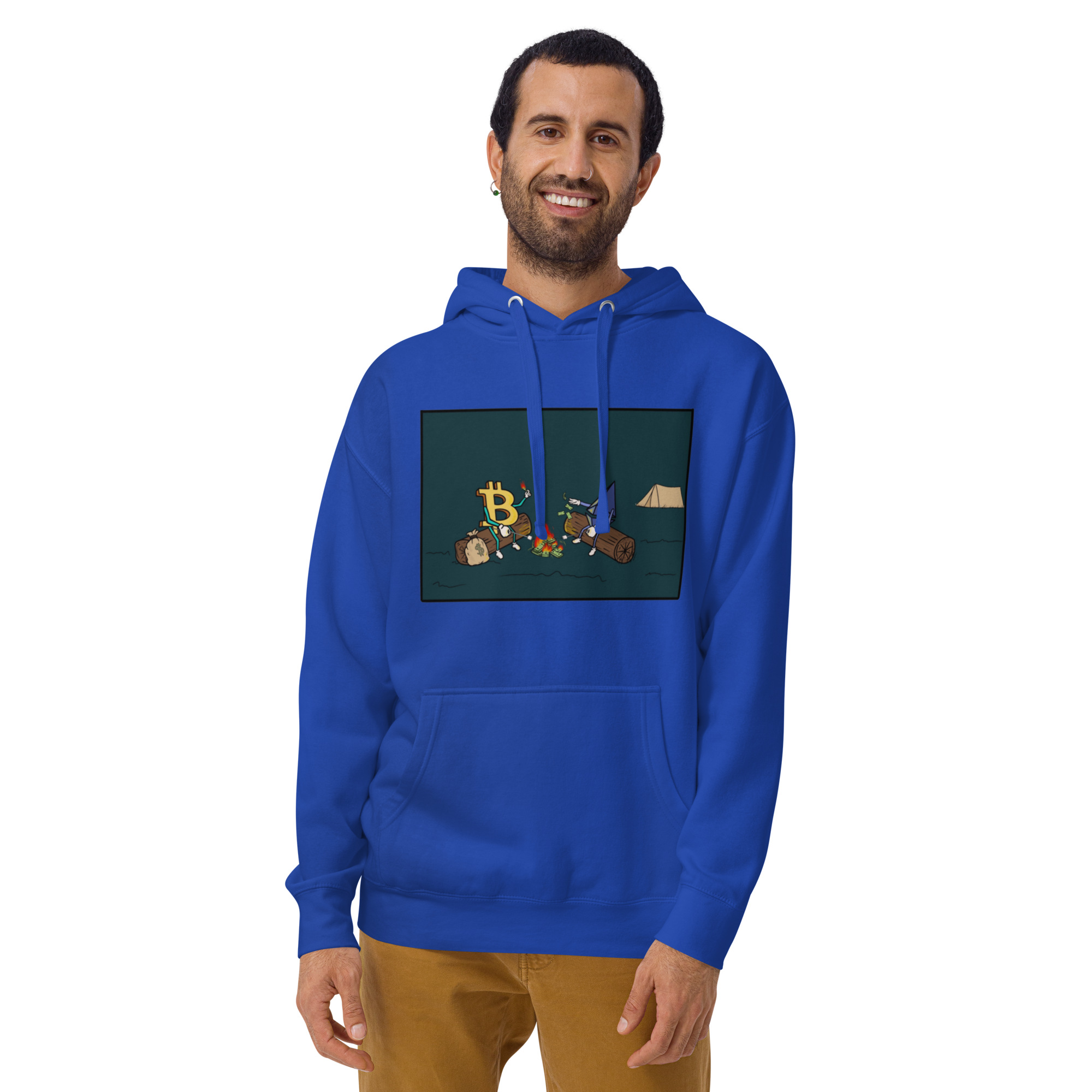 Camping with Millions Hoodie - BTC | ETH Adventure and Wealth Design, Premium Comfort CRYPTO LIFE