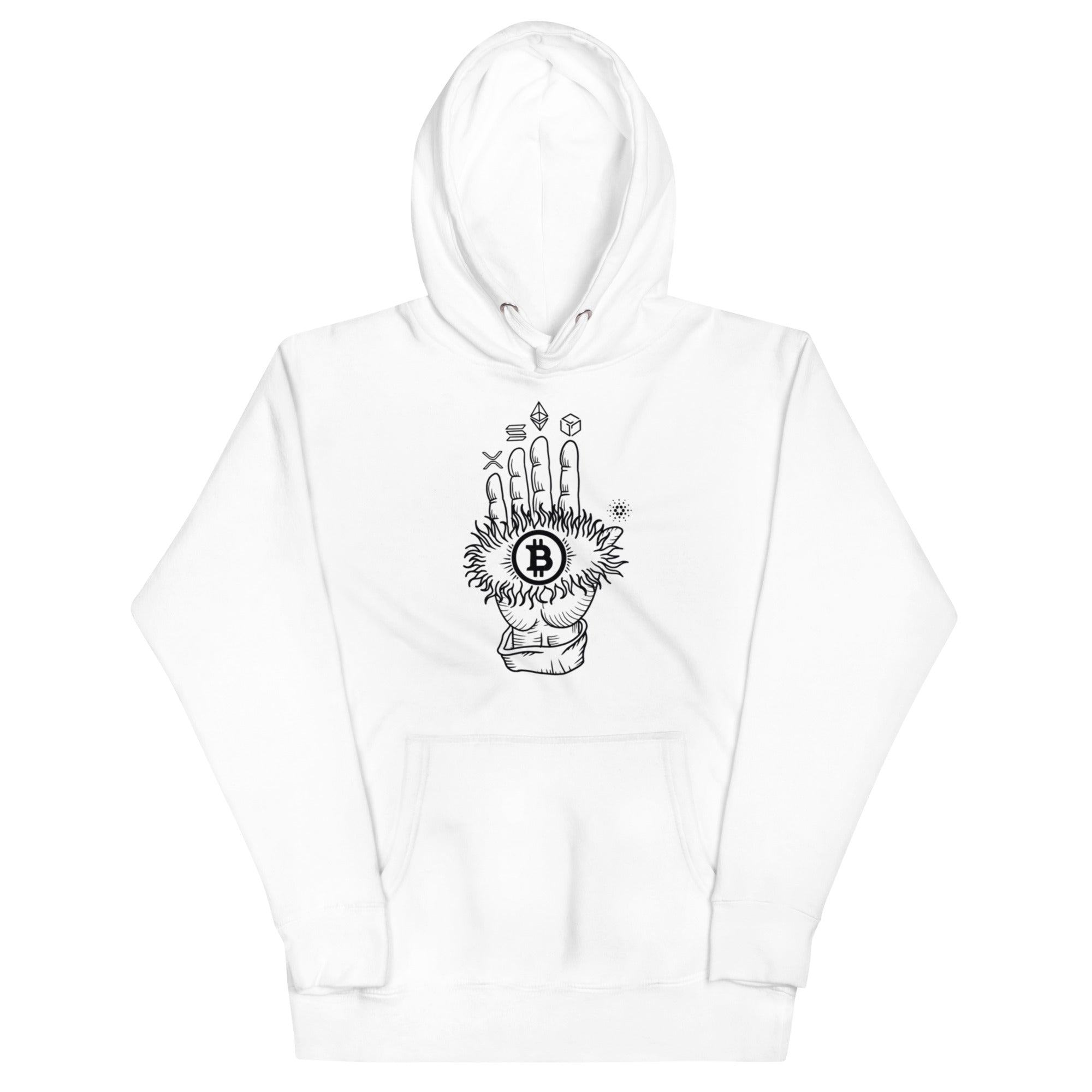 Bitcoin Hamsa Hoodie - Protective Design, Premium Comfort for BTC Fans BTC, SOL, XRP, ETH, GALA, ADA HOODIE