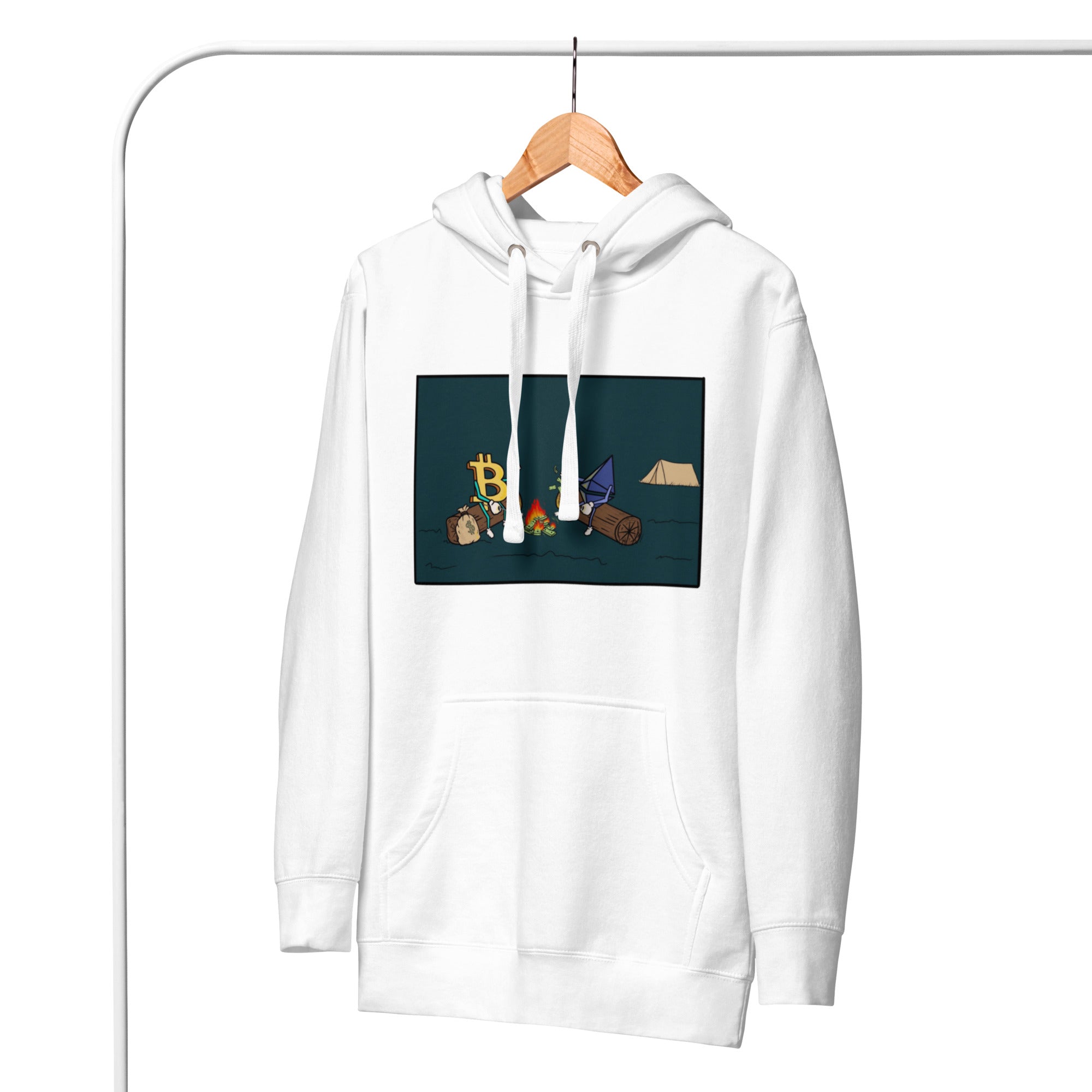 Camping with Millions Hoodie - BTC | ETH Adventure and Wealth Design, Premium Comfort CRYPTO LIFE