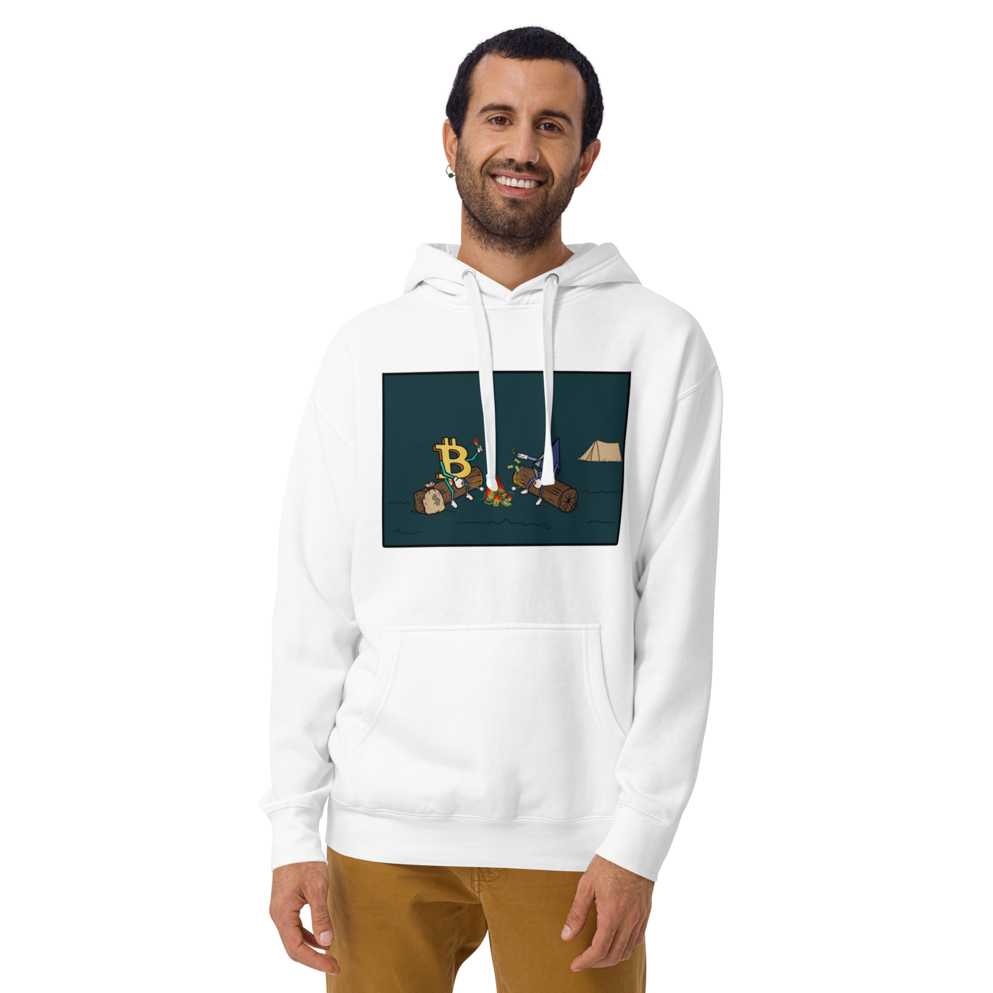 Camping with Millions Hoodie - BTC | ETH Adventure and Wealth Design, Premium Comfort CRYPTO LIFE